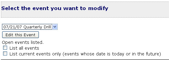 Event selection for modification